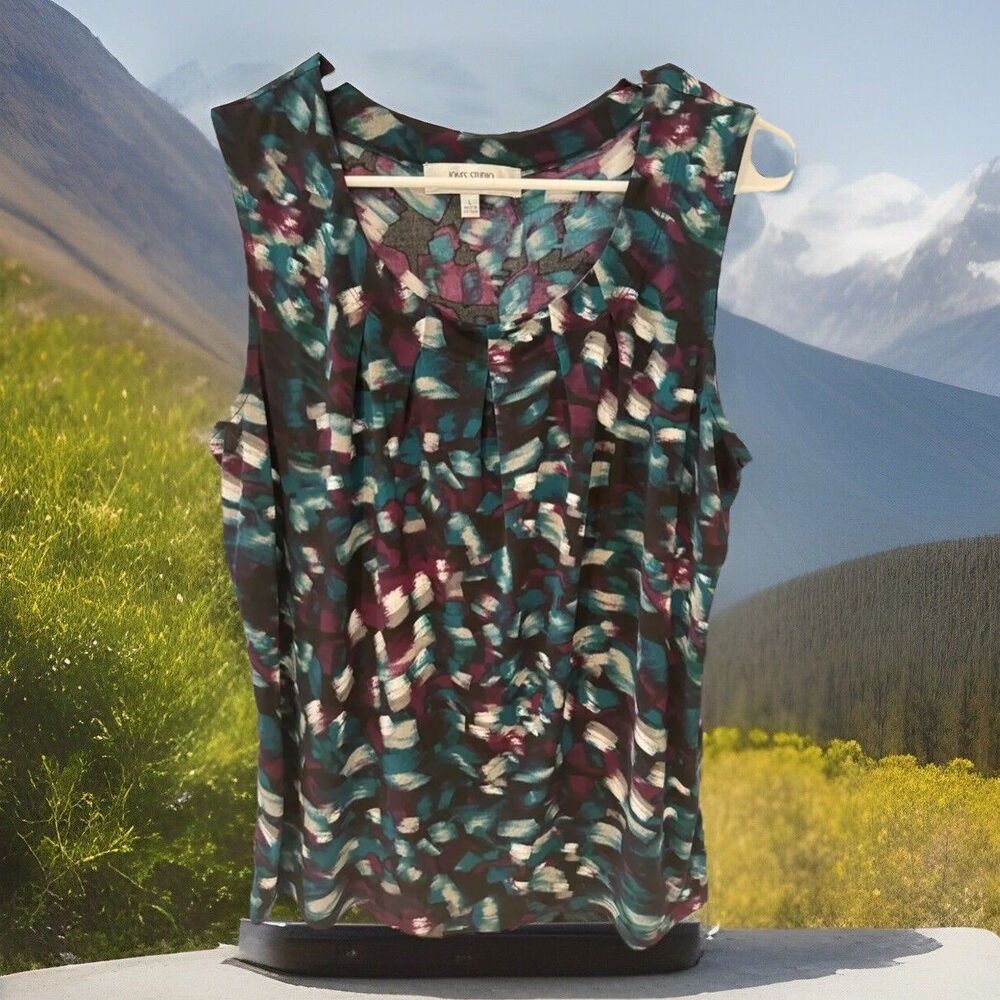 EUC Chic Women’s John’s Studio Printed Pleated Tunic top - Size L